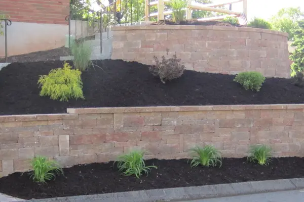 Multi-tiered retaining wall in condo complex in Newington