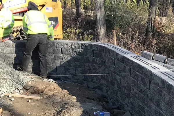 Retaining wall in process